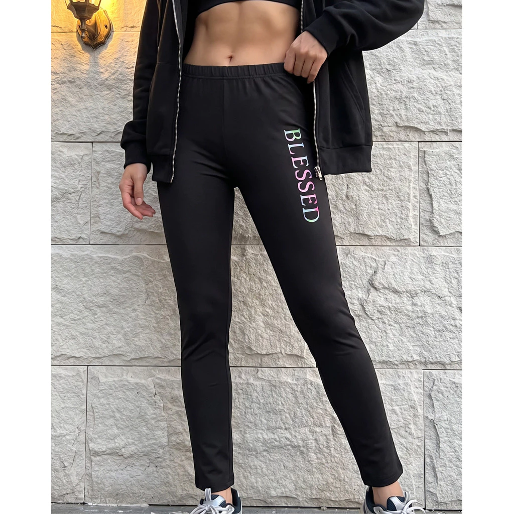 ❤️ QUẦN LEGGING NỮ CẠP CAO IN CHỮ BLESSED