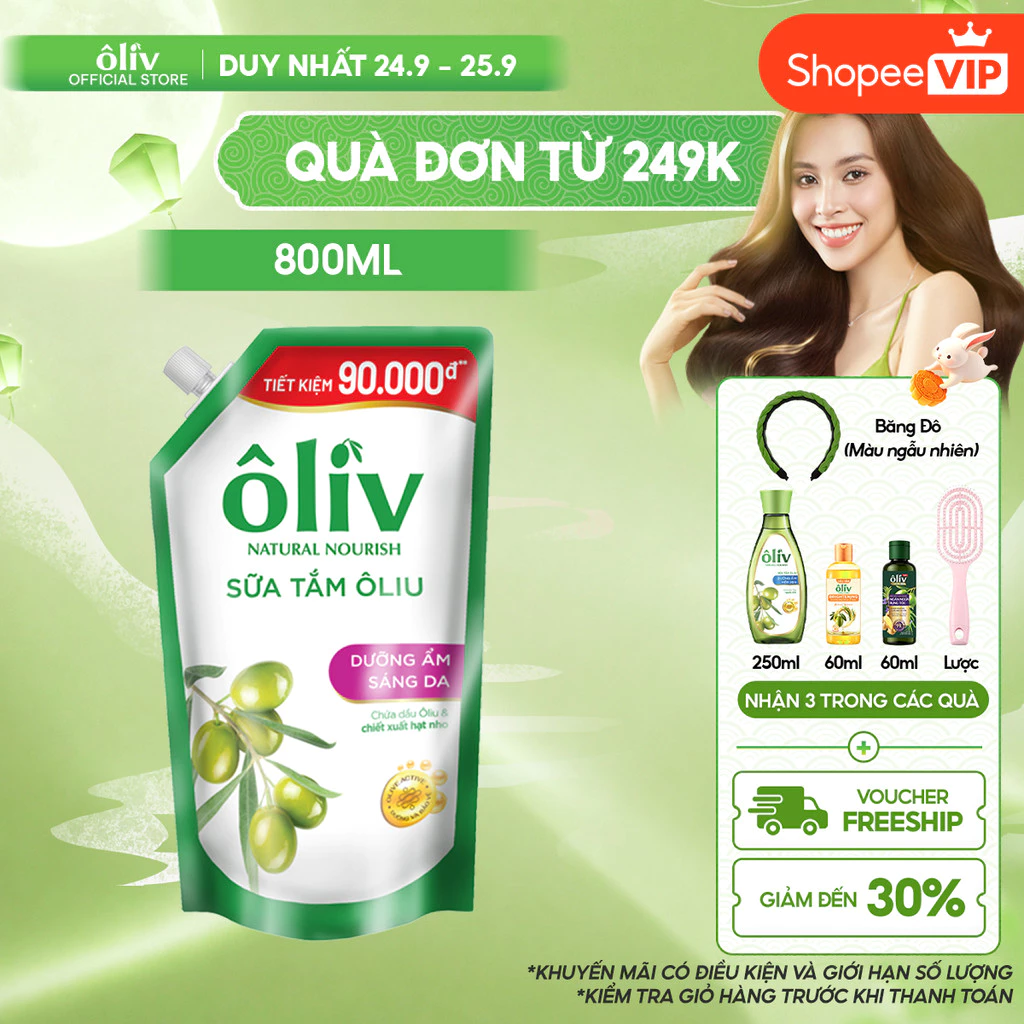 [VOUCHER SVIP 20%] [TÚI REFILL TIẾT KIỆM 90K] Sữa Tắm Dưỡng Da Ôliv Dưỡng Ẩm 800ml