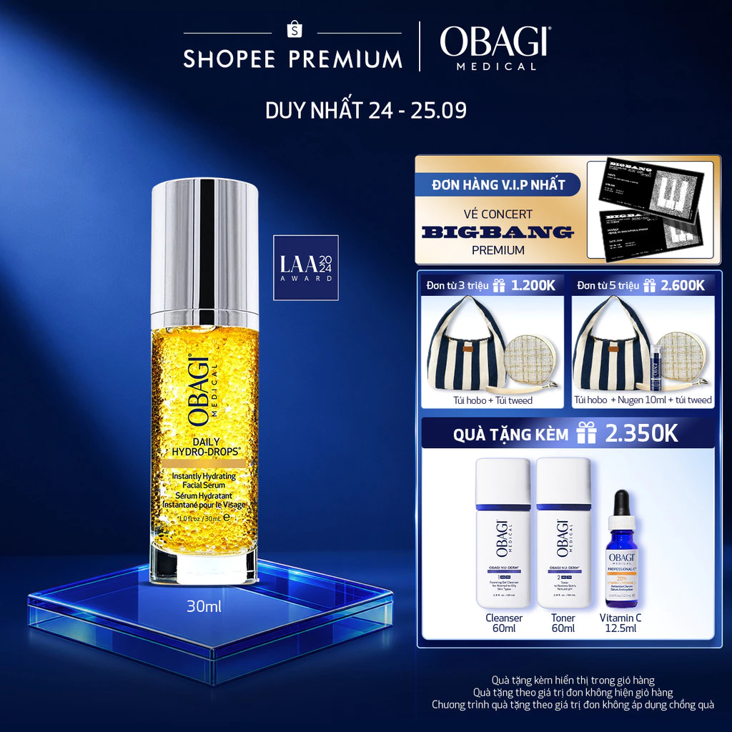 [VOUCHER SVIP 20%] Serum Vitamin B3 Cấp Nước Dưỡng Ẩm & Phục Hồi Da Obagi Daily Hydro-Drops 30ml