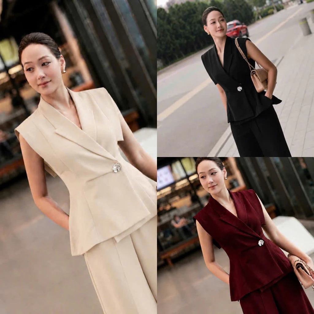 (BIGSIZE) Set Vest Nữ Gile Kèm Quần Suông Dài – Bộ Đồ Nữ Thanh Lịch Tôn Dáng Sang Trọng HIYU 66 STORE