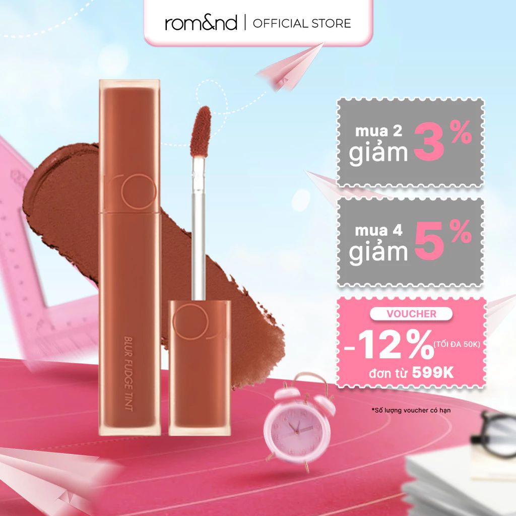 [Rom&nd] [Màu 12-16] Son kem siêu lì Hàn Quốc Romand Blur Fudge Tint - Be OVEEER Shade - 5g