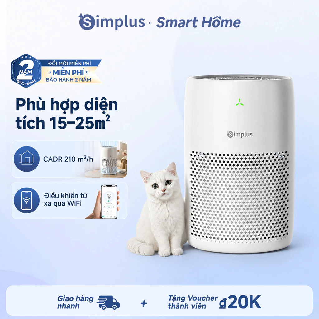 Simplus Máy lọc không khí Thiết kế nhỏ gọn cho gia đình Phòng ngủ và văn phòng Phù hợp diện tích 15–25㎡ KQJH011