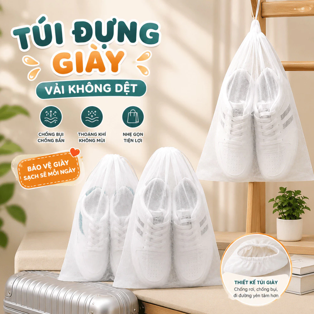 Túi Bọc Giày Dép TORO Chống Bụi Thoáng Khí Dây Rút Tiện Lợi, Vải Không Dệt, Túi Đựng Giày Du Lịch Bảo Quản Chống Bẩn