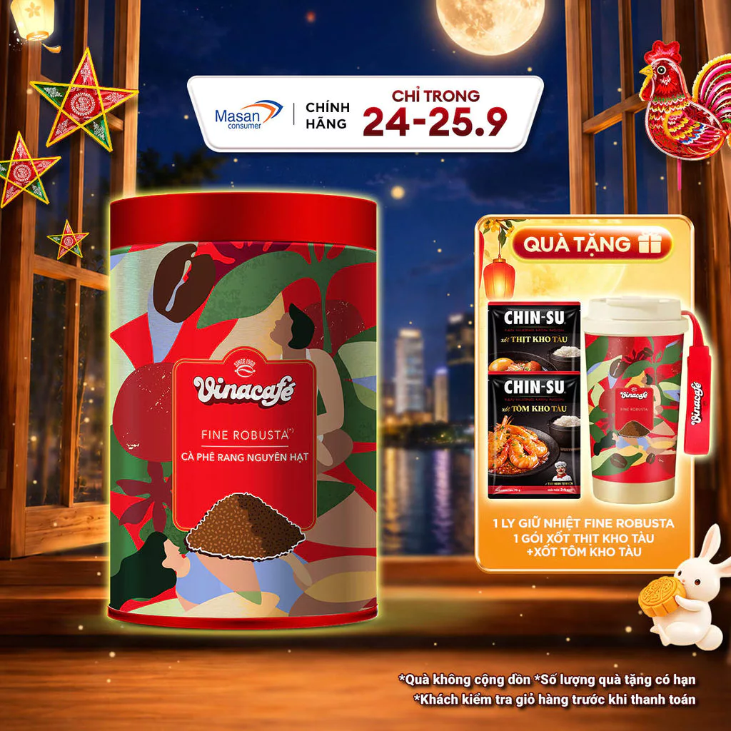 Cà phê rang nguyên hạt Vinacafé 1 lon x 250 g