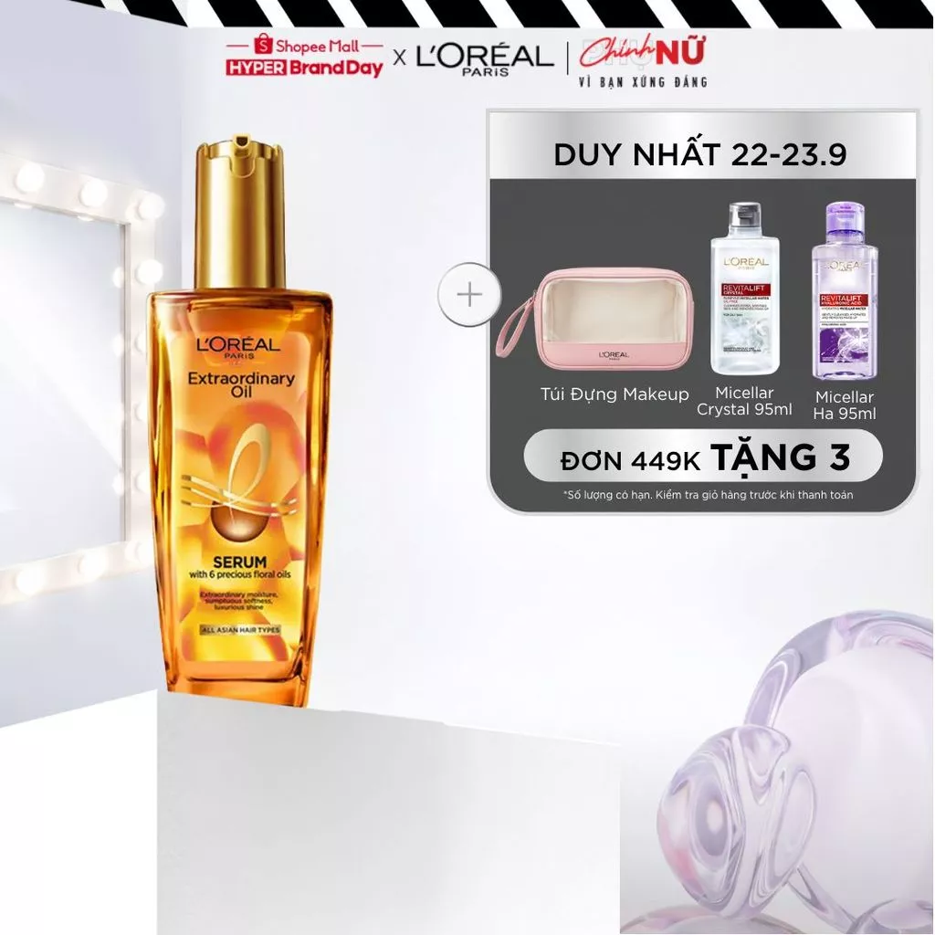 Dầu dưỡng tóc chiết xuất tinh dầu hoa tự nhiên L'Oreal Paris Elseve Extraordinary Oil Ultra Nourishing 100ml