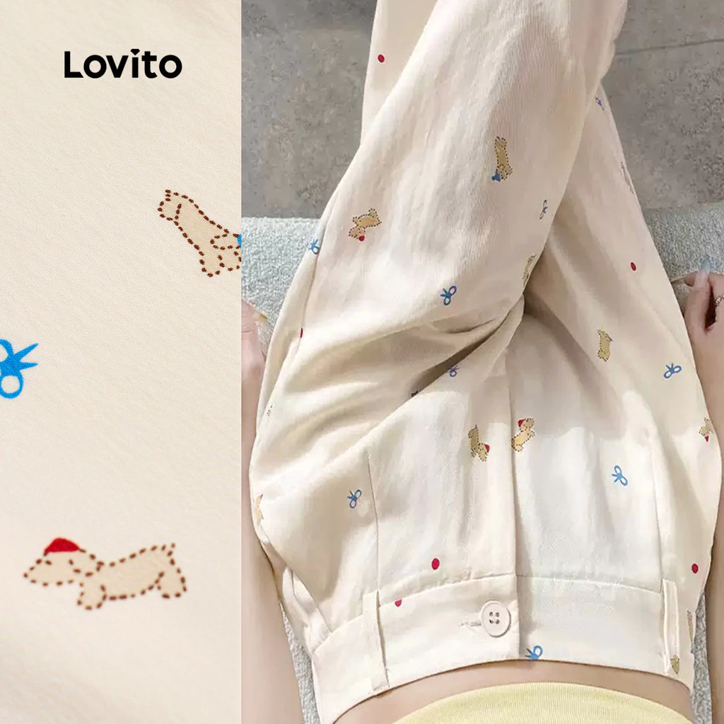 Lovito Quần Âu Nữ Giả Túi Mọi Mùa Quần Trắng L144AD012