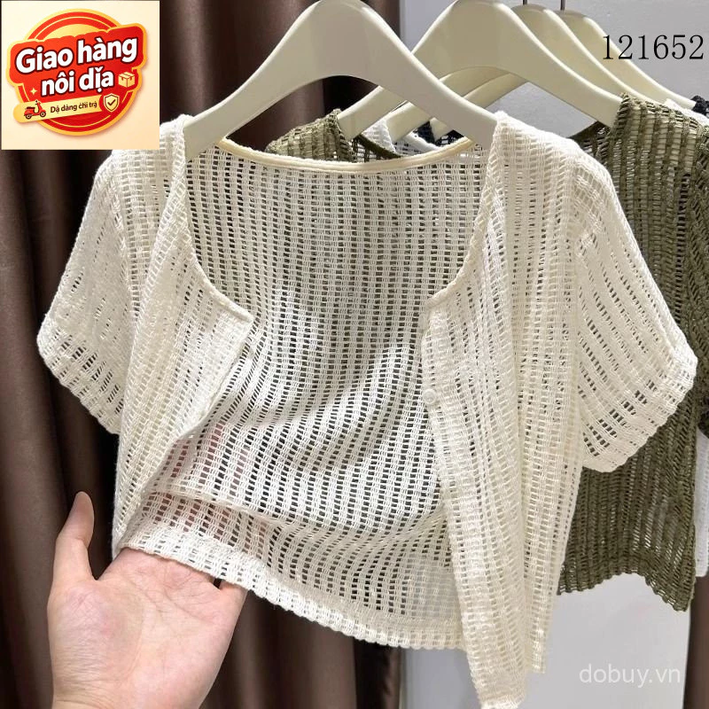 Giao hàng nội địa từ Việt Nam  Phong Cách Hàn Quốc Nữ Mùa Hè blazer Trắng Đen Tay Ngắn Shrug Ren Bolero filipiniana Áo khoác ngoài cardigan áo cho Nữ Đầm