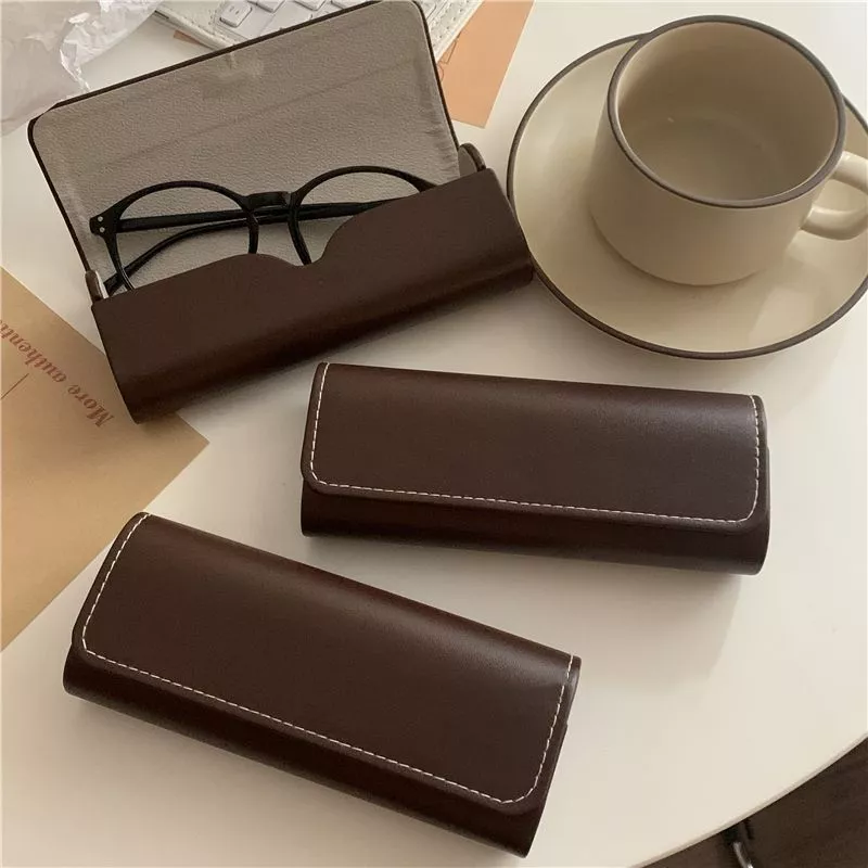 Mới Retro Màu Trơn Đơn Giản Kính Ốp Lưng Từ Tính Kính Mát Nhật Bản Siêu Mỏng Hộp Bảo Quản Nam Nữ