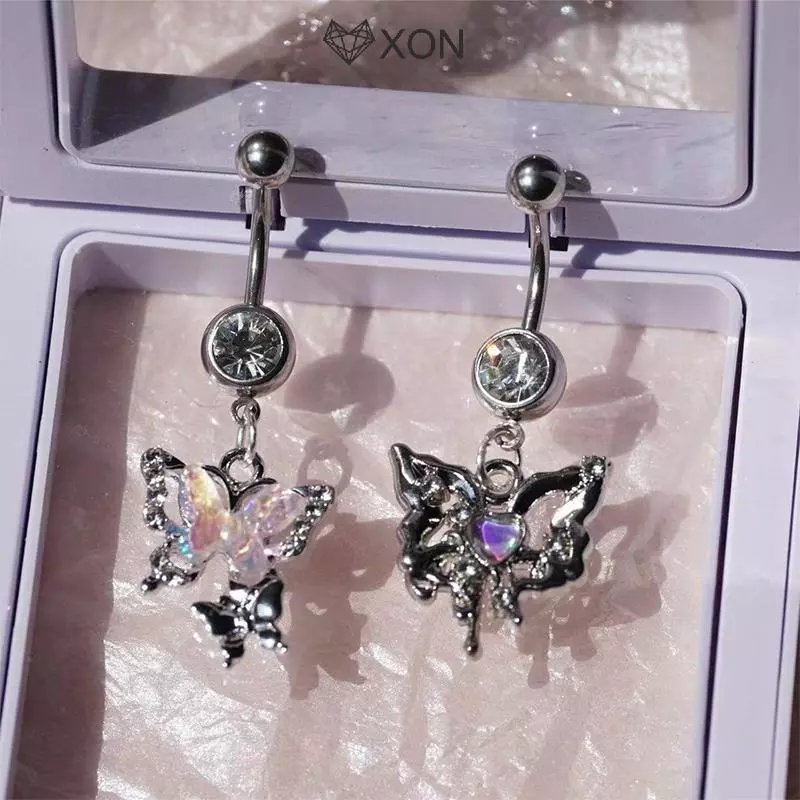 [XON] Nhẫn buộc bụng bằng thép không gỉ Zircon thời trang đầy màu sắc dành cho nữ Nhẫn xỏ lỗ rốn Quà tặng trang sức cơ thể gợi cảm [Mina]