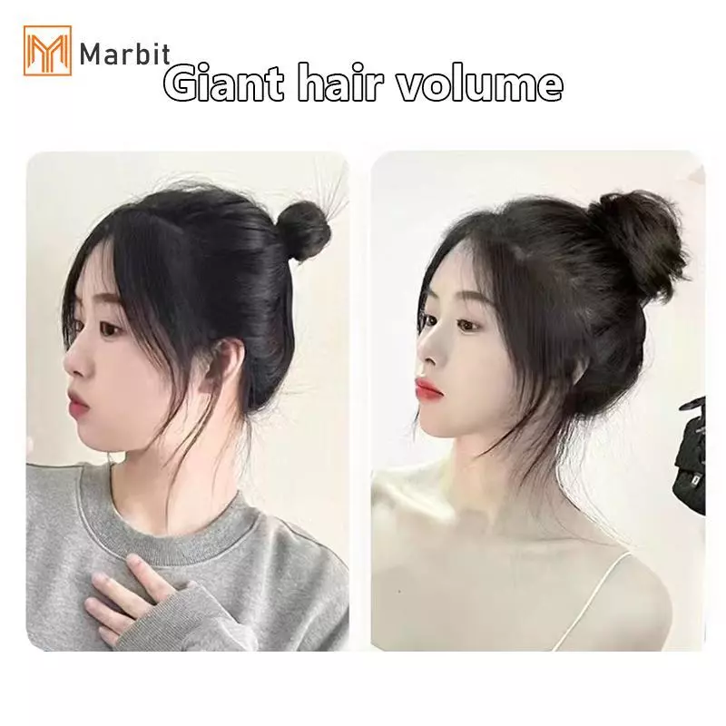 [Mar-T] Tóc giả búi tự quấn 1 mảnh – búi phồng tự nhiên, đỉnh đầu cao, kèm túi bảo quản