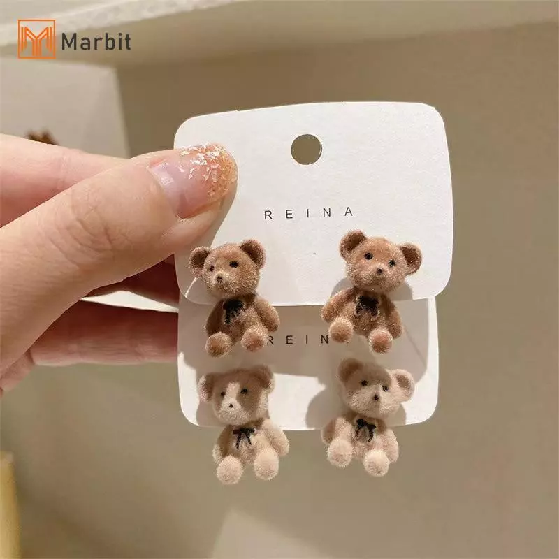 [Mar-T] Bông tai hình gấu sang trọng Floing dễ thương thời trang dành cho nữ Trang sức dự tiệc Quà tặng phụ kiện