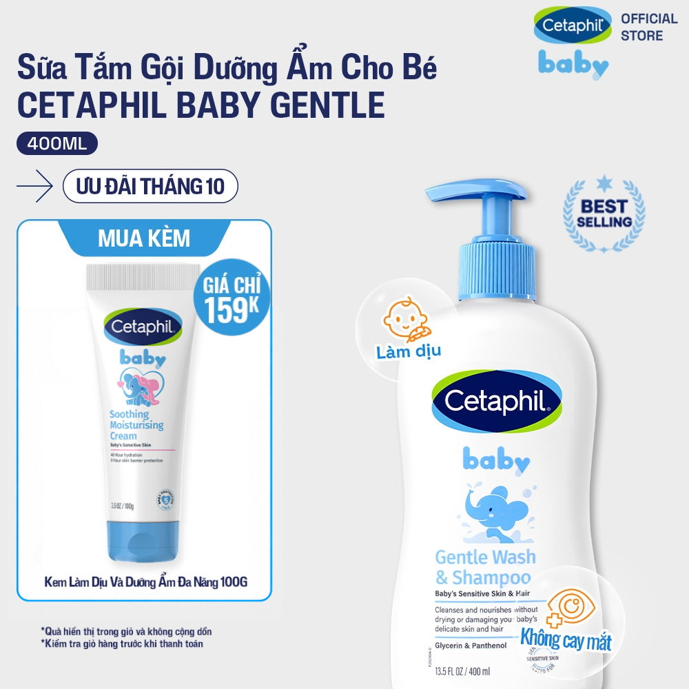 Sữa tắm gội dịu lành cho bé CETAPHIL BABY GENTLE WASH & SHAMPOO 400ML