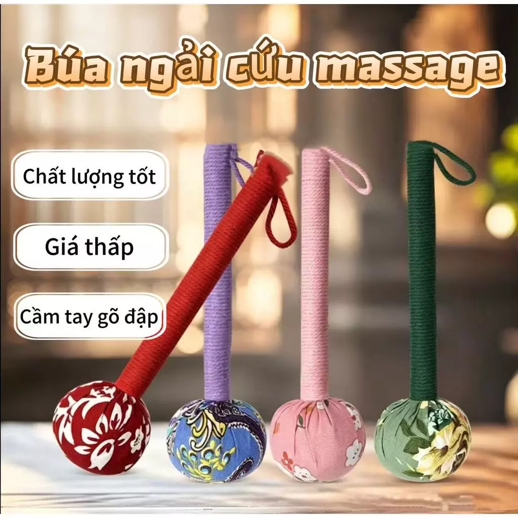 Búa massage ngải cứu, massage toàn thân, kích thích lưu thông máu, hỗ trợ ngủ ngon.