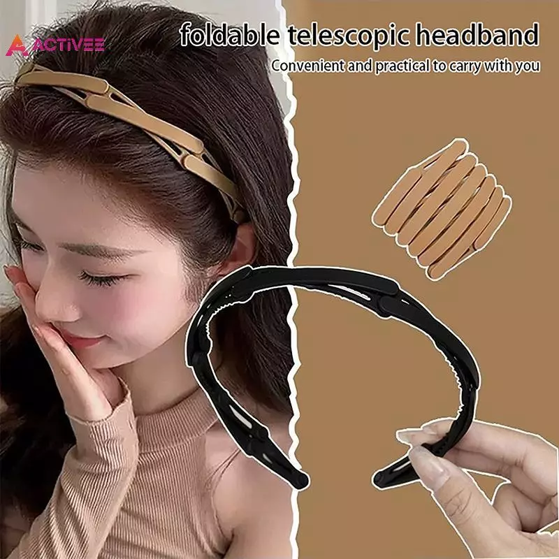 < Activee > Dây buộc tóc gấp di động dành cho nữ Băng đô rửa mặt chống trượt Phụ kiện tóc cho bé gái có thể thu vào Đẹp