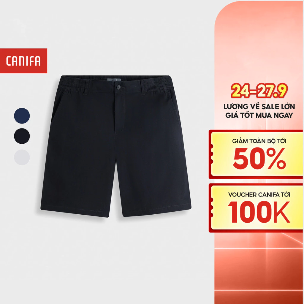 Quần short nam CANIFA cotton lưng chun cài cúc 8BS26S011