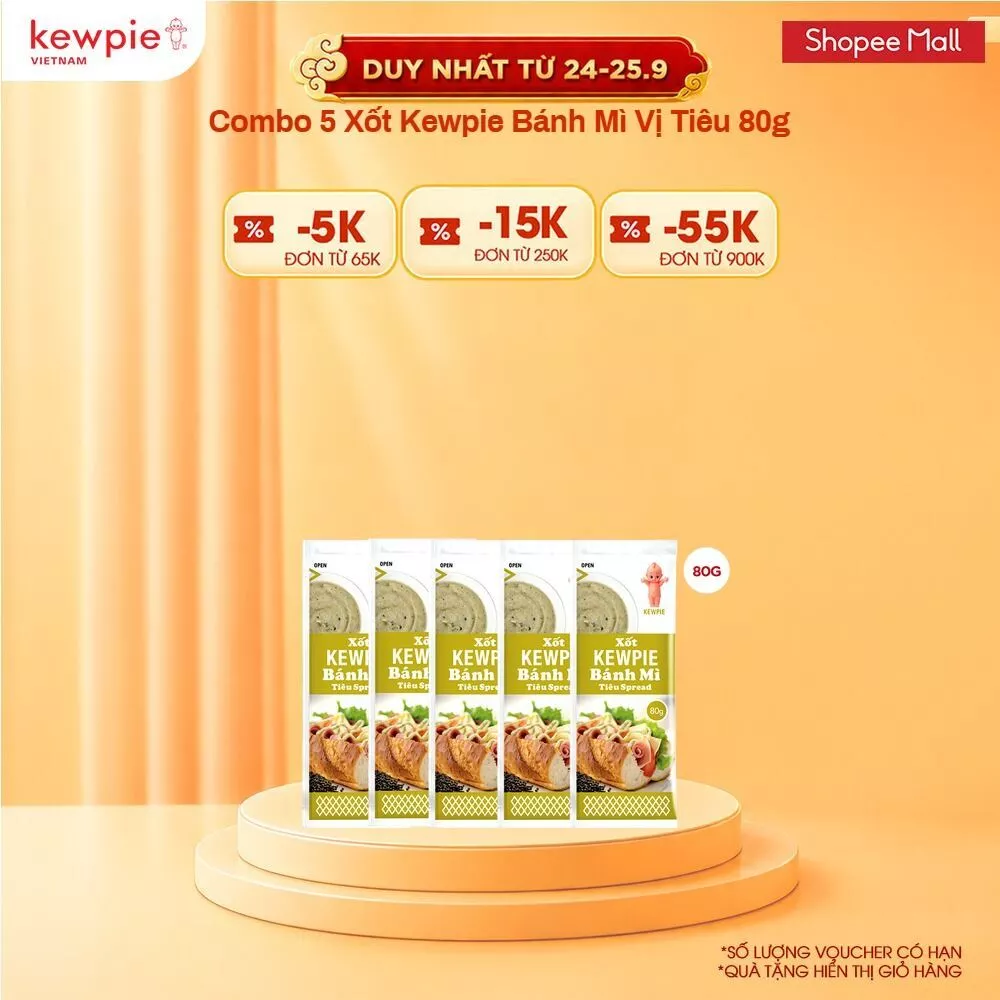 Combo 5 Xốt Kewpie Bánh Mì Vị Tiêu 80g