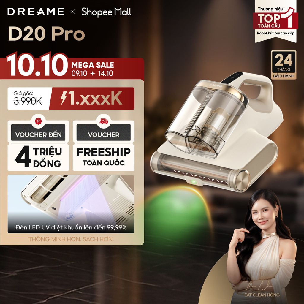 Dreame D20 Pro/ D20 Aura Máy hút bụi giường nệm lực hút 15.500PA Diệt khuẩn…