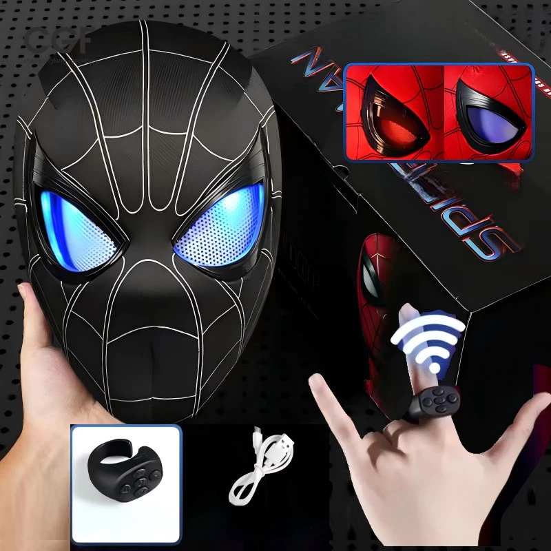 Người Nhện Hood Mắt Di Chuyển Được Dạ Quang Vòng Điều Khiển Từ Xa Miles Cosplay Mặt nạ