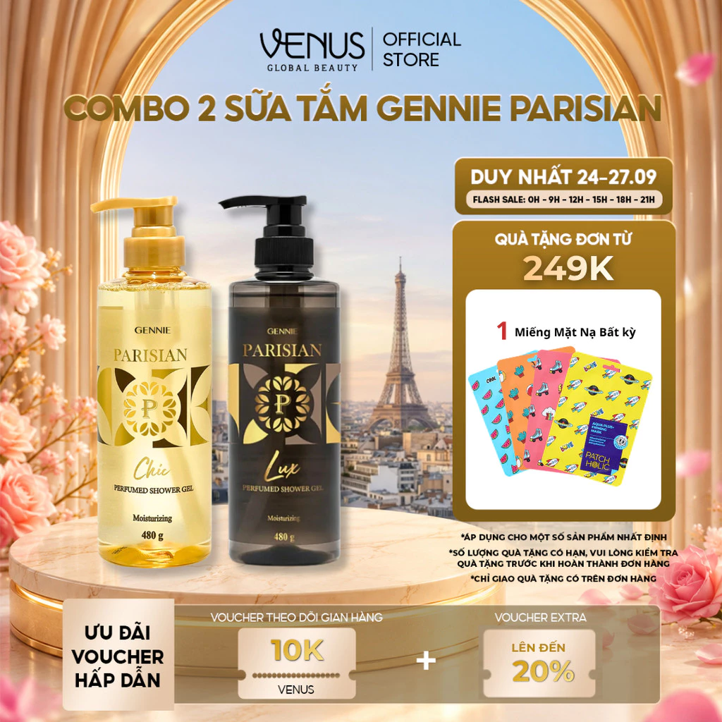[LIVE ĐỘC QUYỀN] [MUA LÀ CÓ QUÀ] Combo 02 Sữa Tắm Nước hoa Nữ Gennie Parisian 480ml Hương Sang Trọng, Quyến Rũ