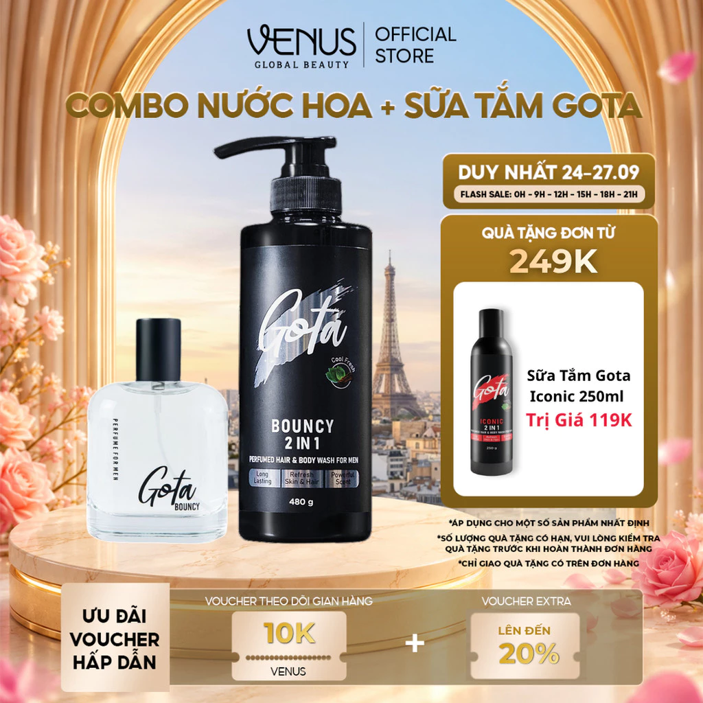 [MUA LÀ CÓ QUÀ] Combo Nước hoa và Sữa tắm Nam Gota 2in1 hương thơm sang trọng, bản lĩnh
