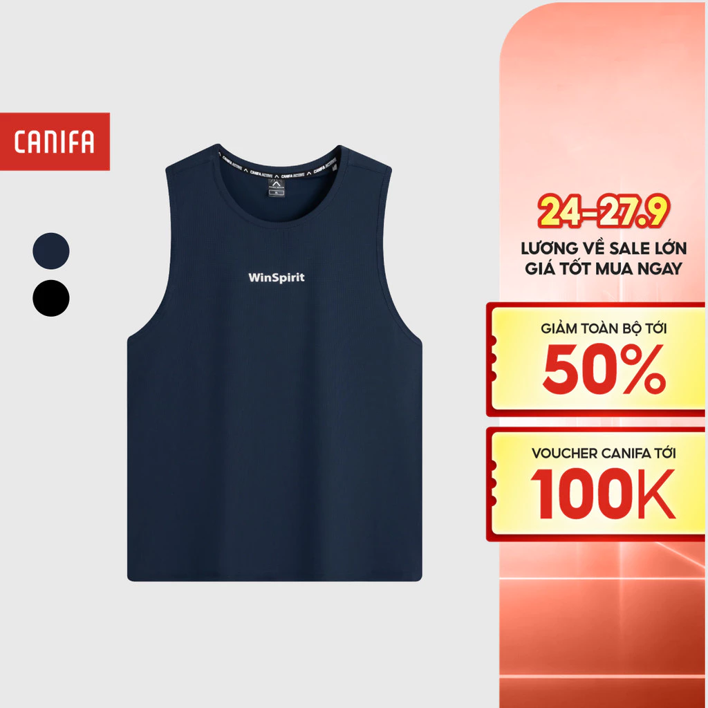 Áo ba lỗ thê thao nam khỏe khoắn năng động chất liệu thấm hút nhanh co giãn tốt CANIFA 8TA26S001