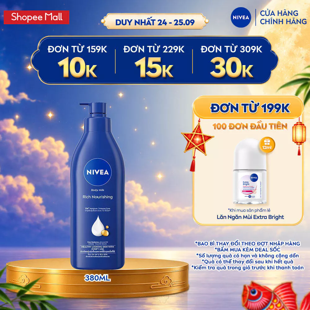Sữa Dưỡng Thể NIVEA Dưỡng Ẩm Chuyên Sâu 72H | Thấm Nhanh (350 ml)/ Kem Body - 99569/99569x2