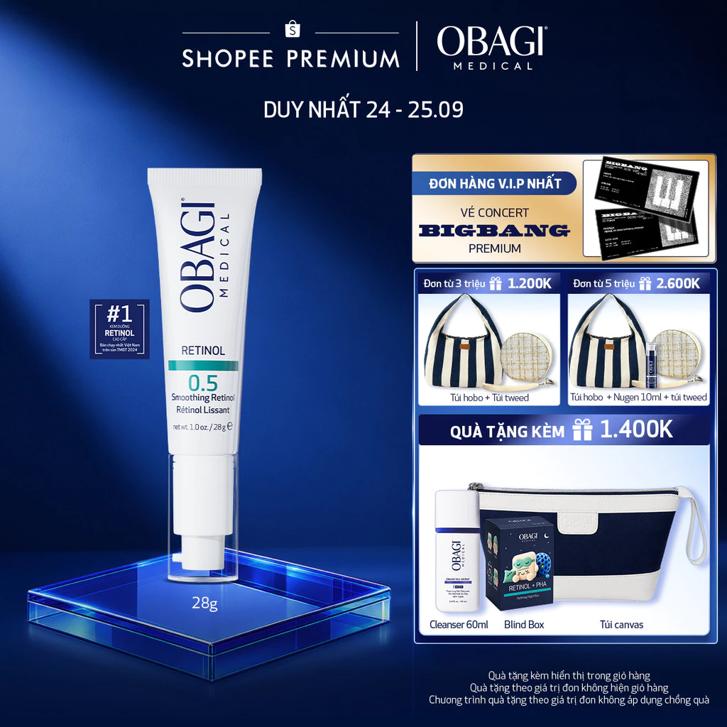 [Voucher SVIP 20%] Kem Dưỡng Làm Mờ Nếp Nhăn & Làm Đều Màu Da Obagi Retinol 0.5 (28g)