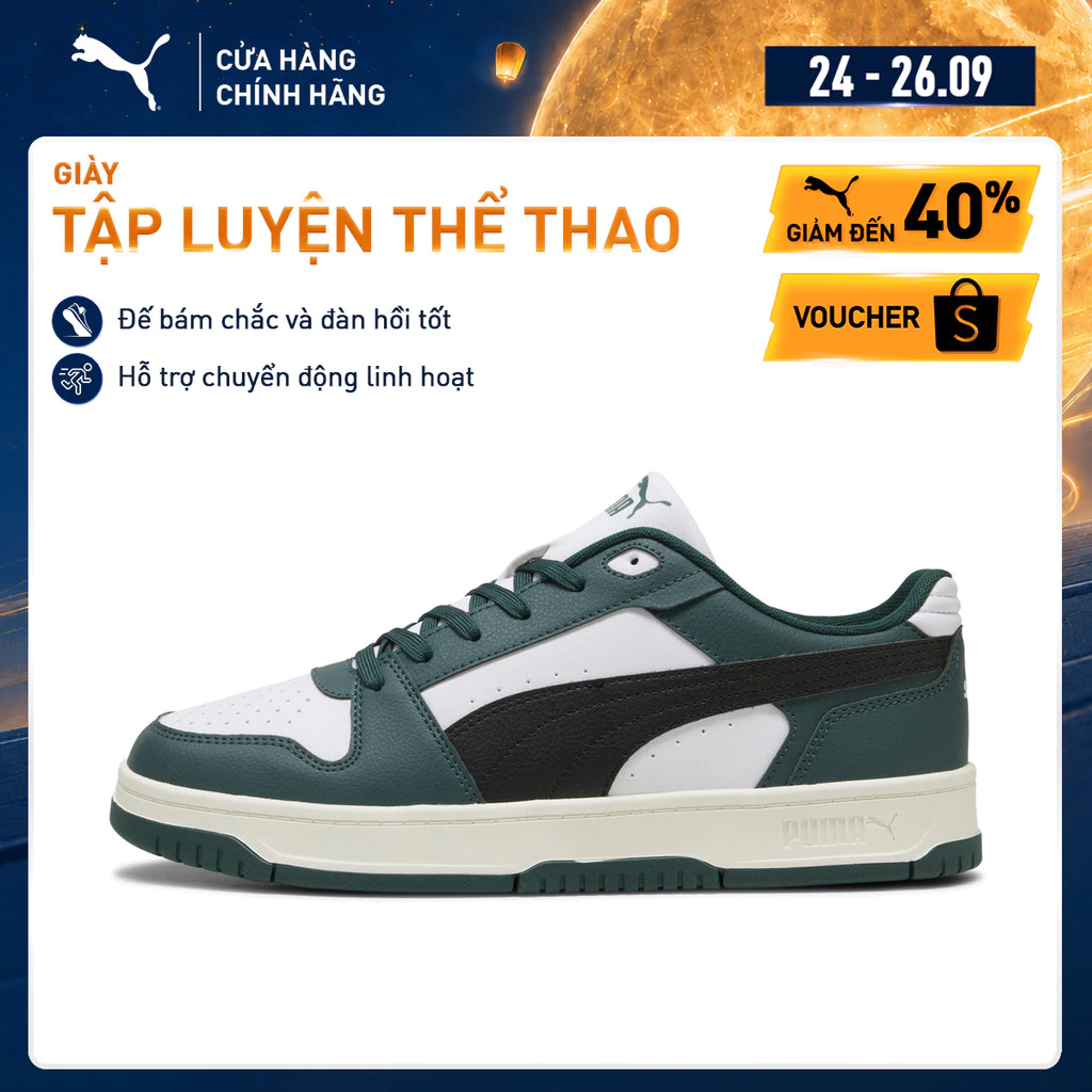 Giày Thể Thao PUMA Unisex Rebound Slam Lo Dark Green-Black-White Màu Xanh Lá