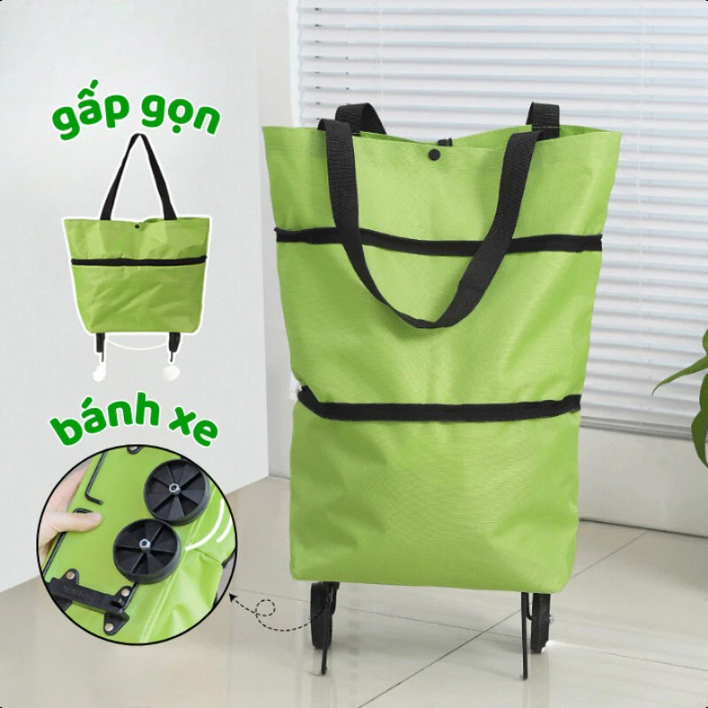 Túi Kéo Đi Chợ Có Bánh Xe, Giỏ Đựng Đồ Đi Siêu Thị, Túi Đựng Đồ Đa Năng Gấp Gọn