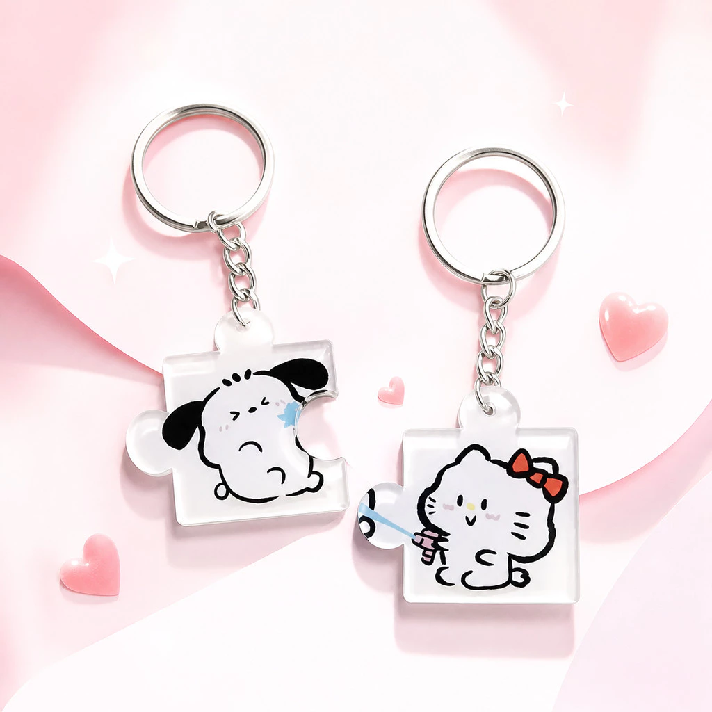Pochacco Hellloo a Kittyy Cặp Đôi Móc Khóa Acrylic Treo Mặt Dây Chuyền Mèo Kitty Dễ Thương Cặp Đôi Móc Khóa nlp