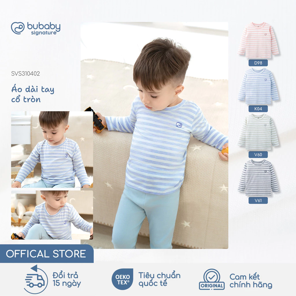 Áo dài tay họa tiết kẻ vải dày ấm BU Baby, áo ấm bé trai bé gái từ 6 tháng đến 5 tuổi | SVS310402