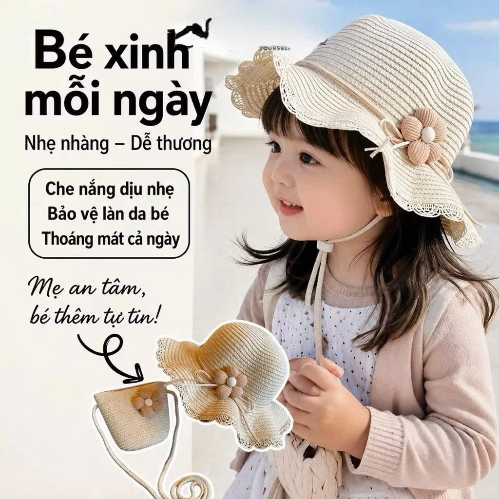🌸 SET TÚI MŨ CÓI HOA CHO BÉ – XINH XẮN TỪNG KHOẢNH KHẮC, NỔI BẬT MỌI CHUYẾN ĐI! 👒👜