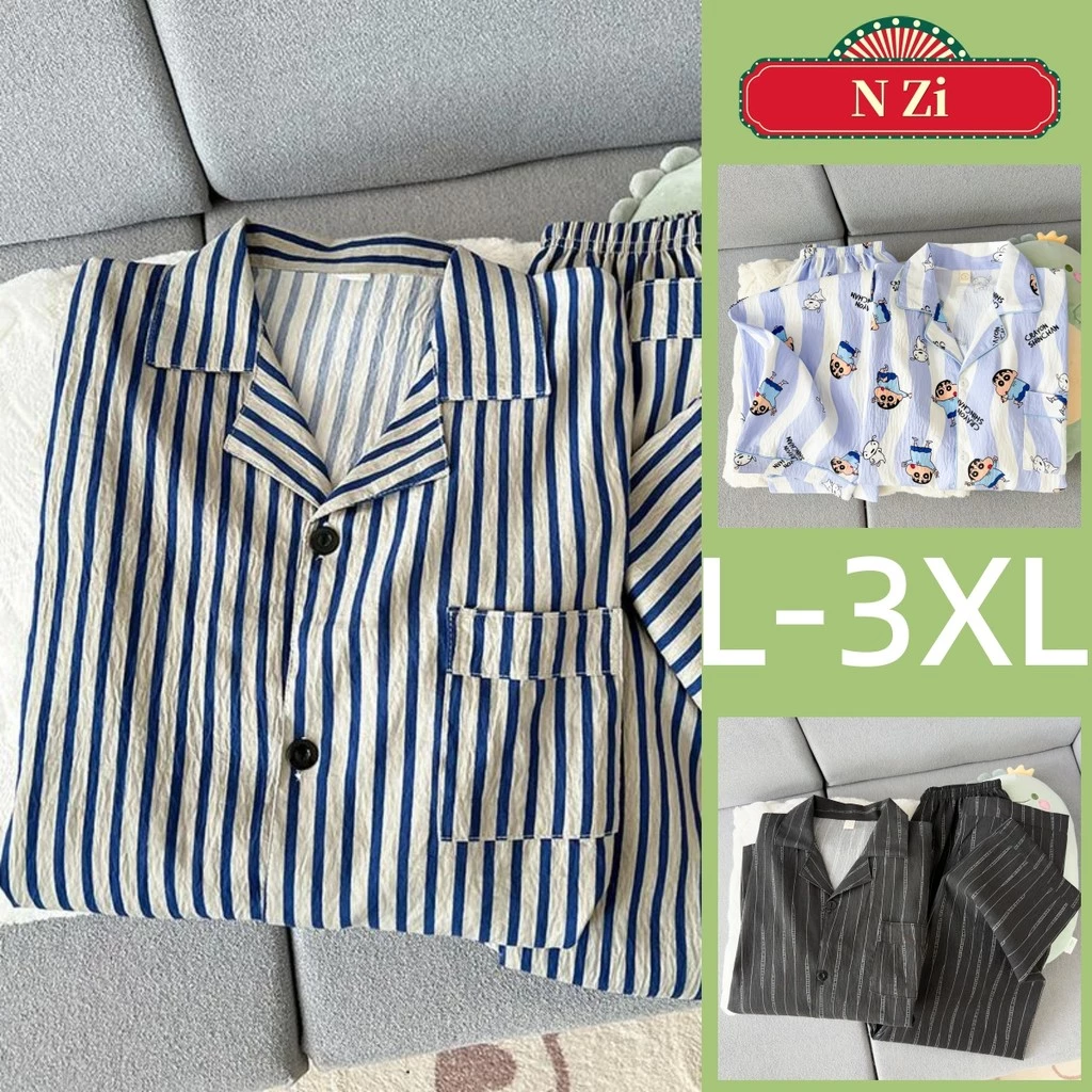 Bộ Đồ Ngủ Nam Sọc Bộ Đồ Ngủ Thu Đông Tay Dài Đồ Ngủ Người Hoạt Hình Dễ Thương Rời Plus Kích Thước Mặc Nhà