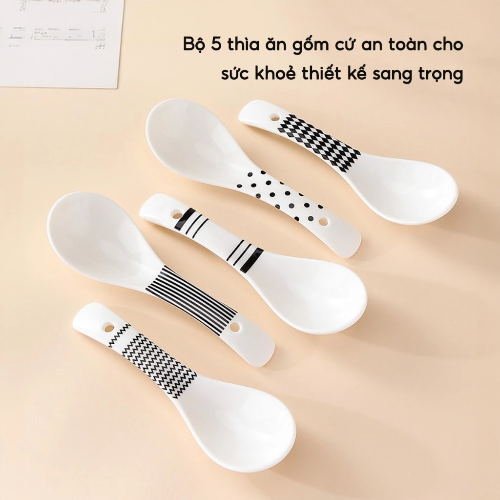 Bộ đũa thìa JYoohome gốm sứ sợi thủy tinh cao cấp kháng khuẩn, chống ẩm mốc, kèm hộp đựng sang trọng, an toàn sức khỏe