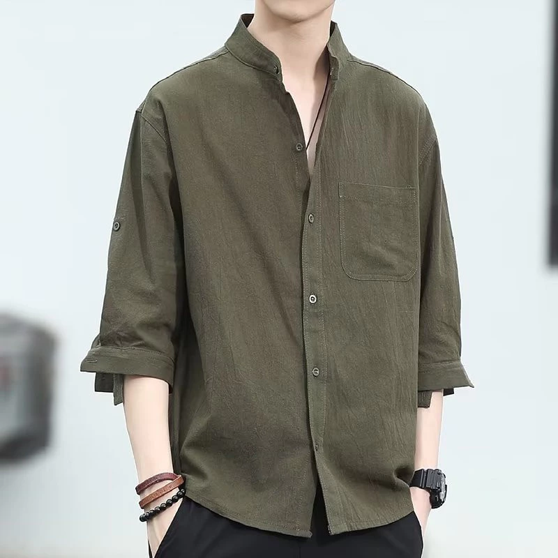 Áo sơ mi nam tay ba phần tư dáng rộng, style Hàn - cảm hứng Nhật