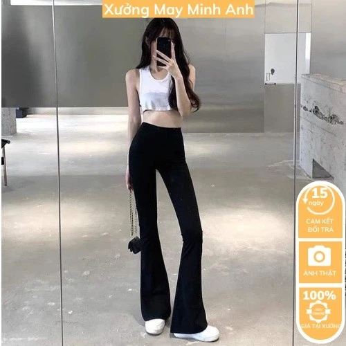 QUẦN ỐNG LOE NỮ CẠP CAO DÁNG DÀI - QUẦN LEGGING NỮ ÔM ỐNG LOE TÔN DÁNG MA99
