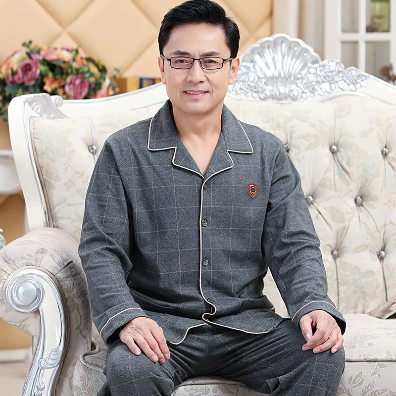 Người Trung Niên Và Người Cao Tuổi Mặc Ở Nhà Áo Cardigan Dài Tay Cotton plus Kích Thước Quần Dài Tay Phù Hợp Với