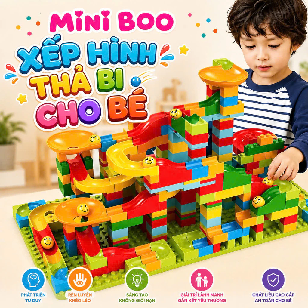 Bộ đồ chơi xếp hình bi tháp bi lăn 170/340 chi tiết cho bé đồ chơi lắp ráp đường ống cầu trượt bóng thông minh cho trẻ