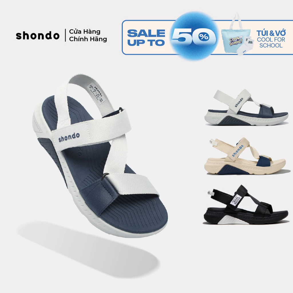 Giày Sandal Nam Nữ Shondo F7R Đế Cao 5cm Nhẹ Đi Học Đi Chơi Nhiều Màu