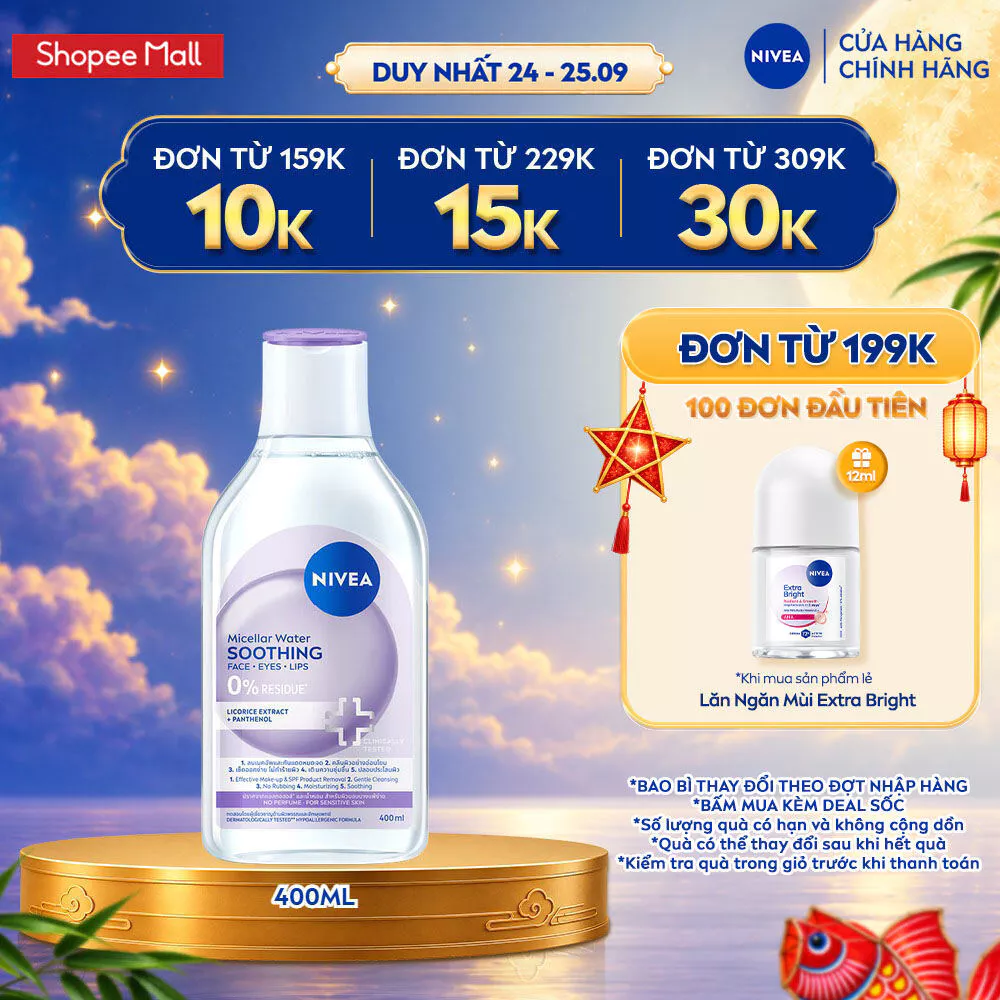 Nước Tẩy Trang NIVEA Sạch Sâu 400ml Dùng Được Cho Mắt Môi - Ngừa Mụn/ Dưỡng Sáng/ Dịu Da - 98722/99403/89259