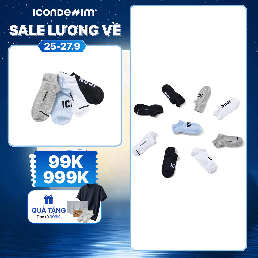 [HÀNG TẶNG KHÔNG BÁN] Vớ No-Show Nam ICONDENIM Bold Logo ICDN VOID0042