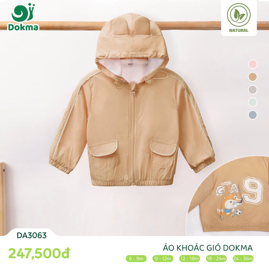 🧥 Áo Khoác Gió Dokma DA3063 – Chính Hãng, Chống Gió 2 Lớp, Dành Cho Bé 6–36 Tháng, Nhẹ & Thoáng