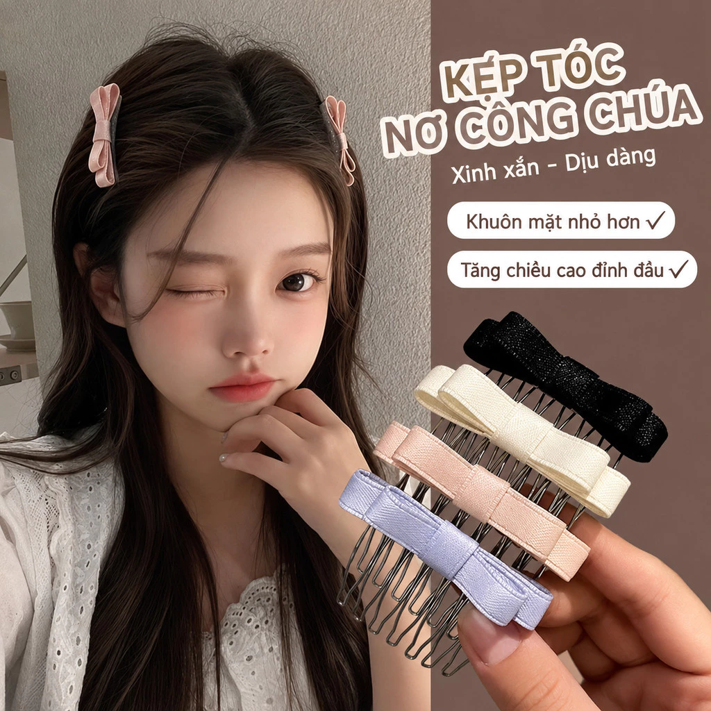 Lược Xước Cài Tóc Mái Đính Nơ Ruy Băng Nhỏ Xinh Xắn