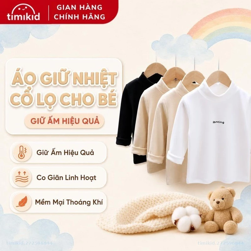 Áo Giữ Nhiệt Dài Tay Cổ Lọ Cho Bé Link Card Chất Co Giãn, Thoải Mái Hàng Quảng Châu Cao Cấp
