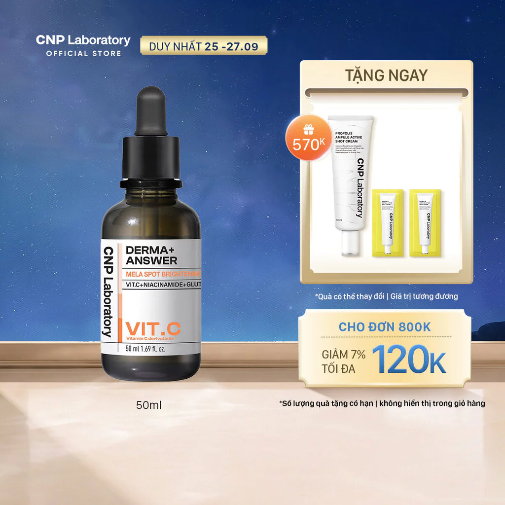 [CNP] Tinh chất Vitamin C mờ thâm nâng da tươi sáng CNP Derma Answer VitC Mela Sport Ampule 15/50ml
