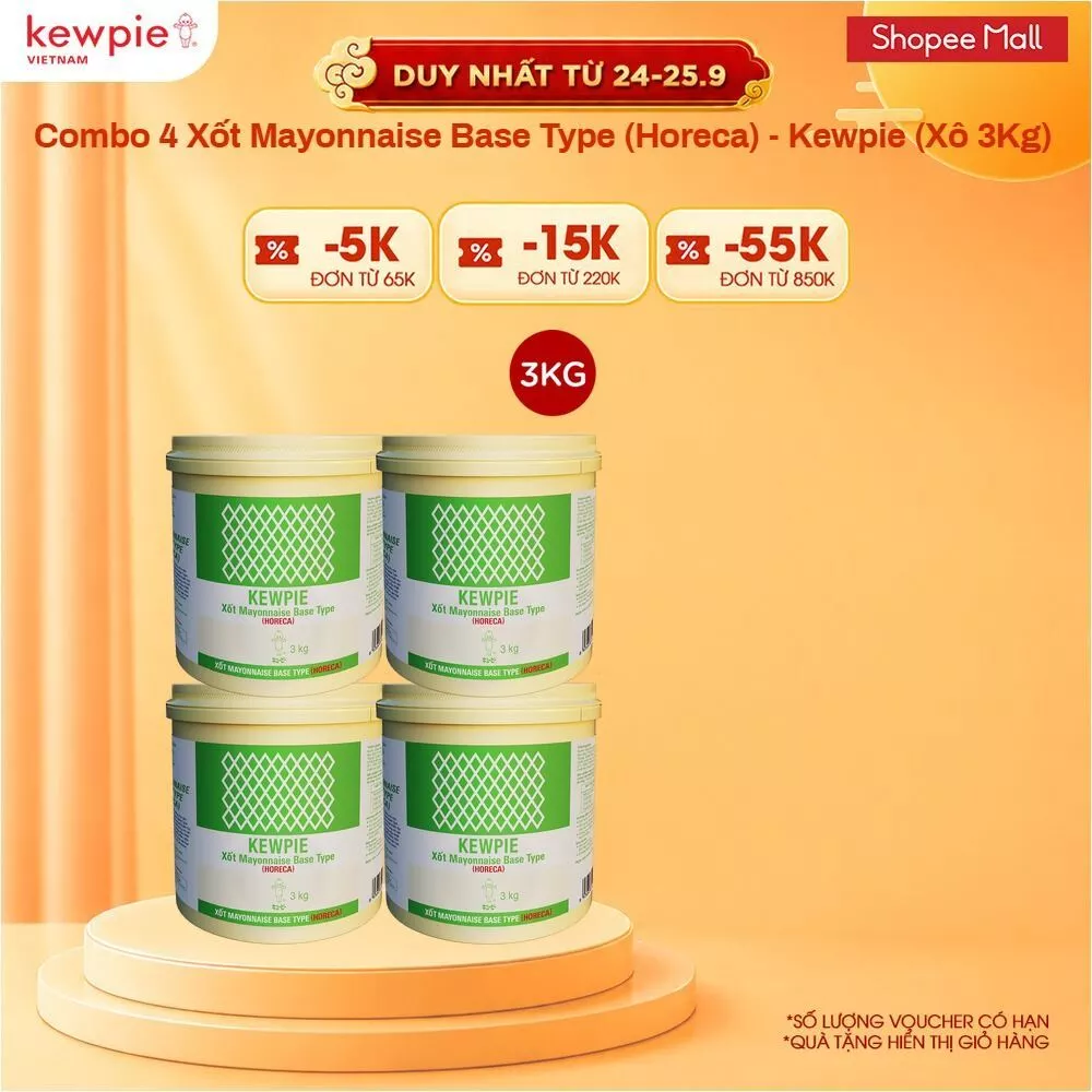 Combo 4 Xốt Mayonnaise Base Type (Horeca) - Kewpie (Xô 3Kg)