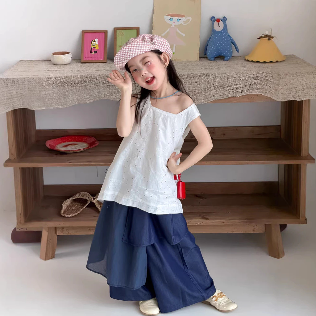 Áo Sơ Mi Không Tay Trẻ Em 2026 Bé Gái Phiên Bản Hàn Quốc Rỗng Niche Top Trẻ Em Dovetail Thiết Kế Áo Vest Không Tay