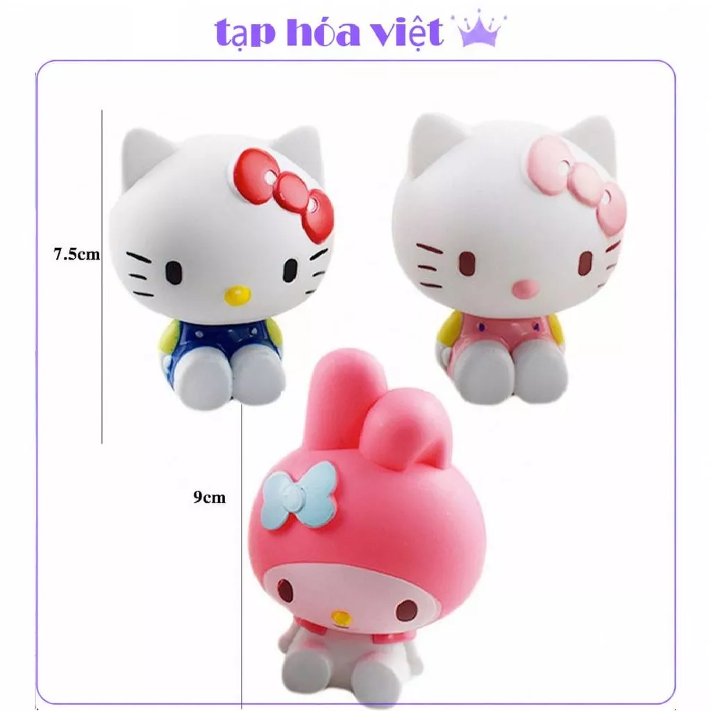 (2 BỘ) MÈO TAI DÀI Hello Kitty cao trang trí bánh sinh nhật, mô hình mèo thỏ tai dài cỡ lớn