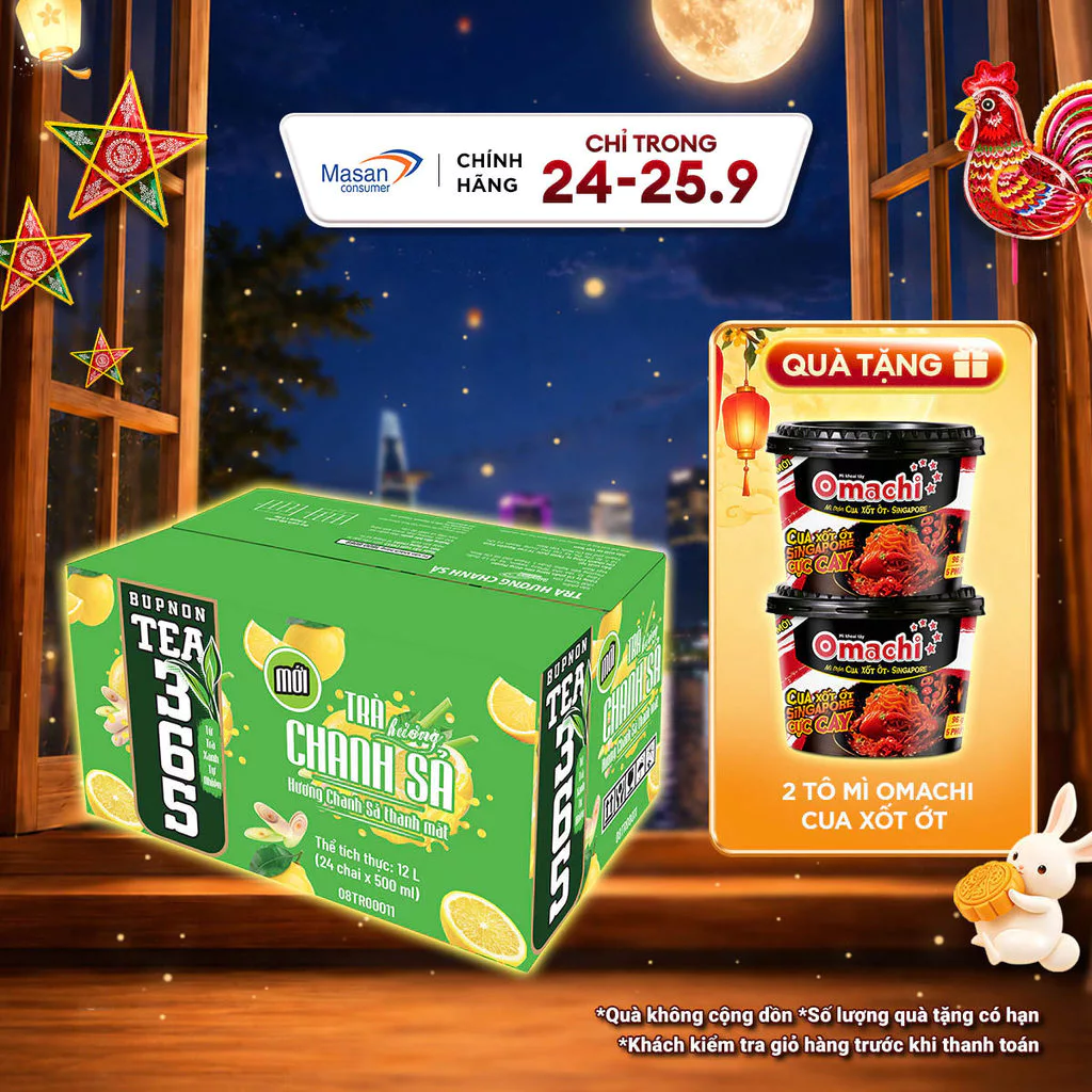 BUPNON TEA 365 trà lài vị chanh 4bl x 6chai x 500ml