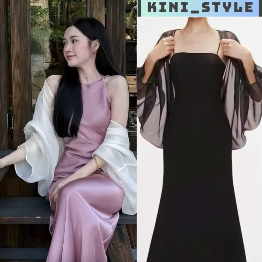 Áo choàng tơ - áo khoác vai chất liệu tơ lụa freesize 39kg đến 60kg KINI-Style.